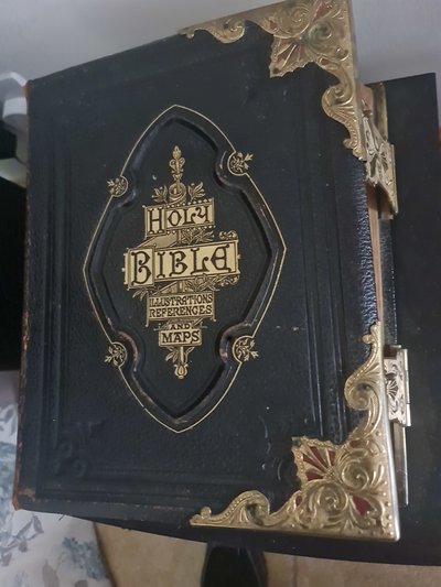 The Bosomworth family bible containing Olivia's handwritten family events